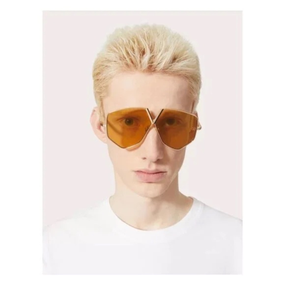 VALENTINO V-HEXAGON TITANIUM Sunglasses Gold $1436 Unisex NWT main image 12